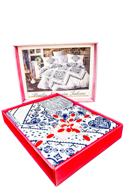 Lenjerie de Pat Poplin Alb| Bumbac respirabil și moale