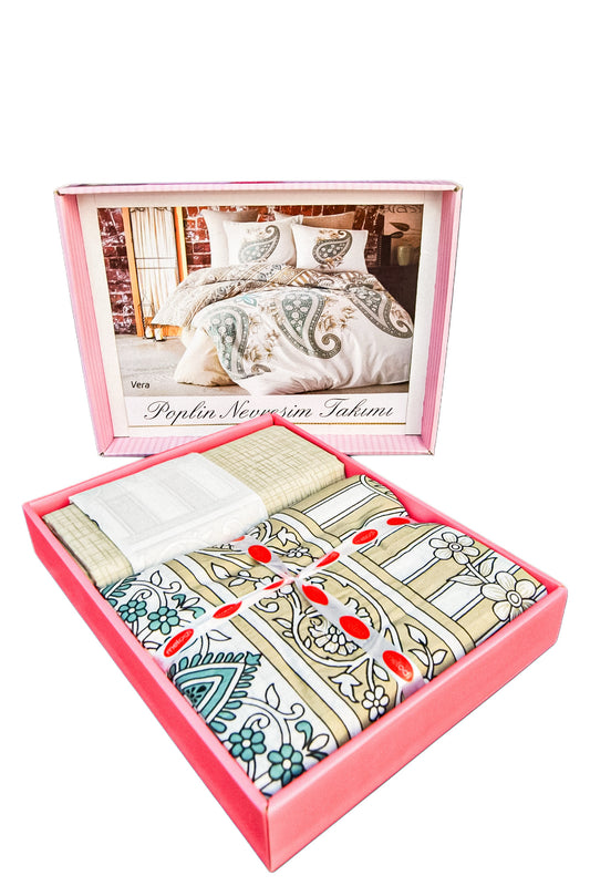 Lenjerie Poplin Vanilie Floral | Bumbac moale cu imprimeu